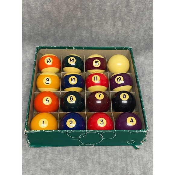 Vintage Callenelle Pool Billard Balls‎ Full Set Made in Belgium in Original Box